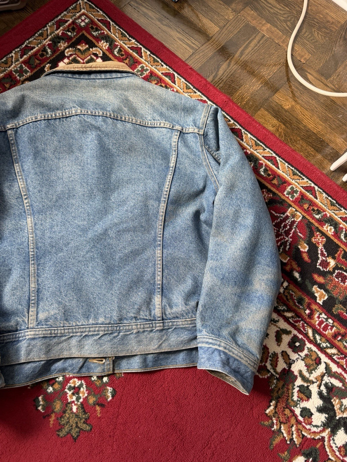 Vintage Lee Storm Rider Washed Blanket Lined Faded Denim Jacket Men's 90s Jean