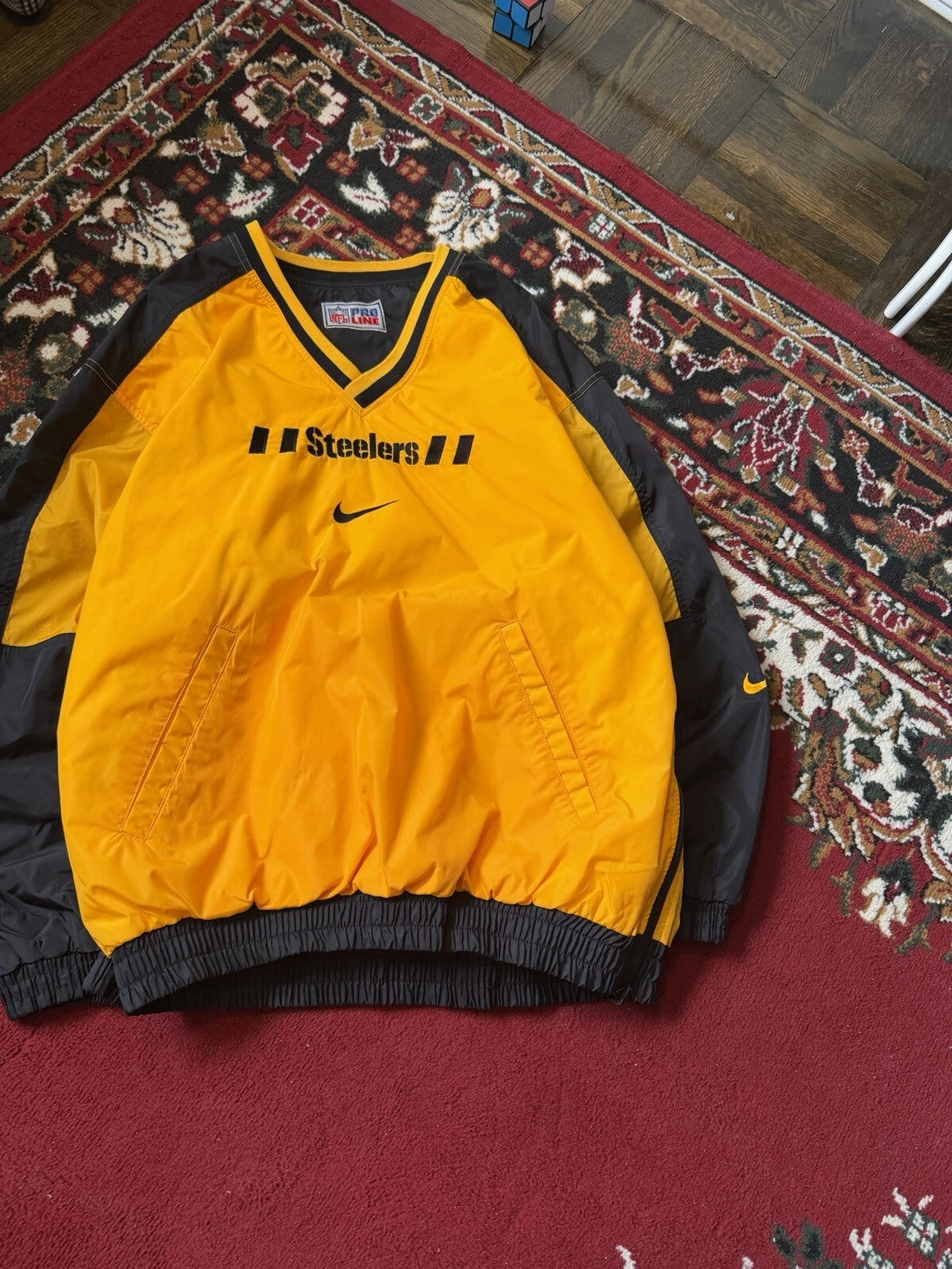 Vintage 90s Nike Steelers Reversible NFL Nylon Sweatshirt Jacket XL