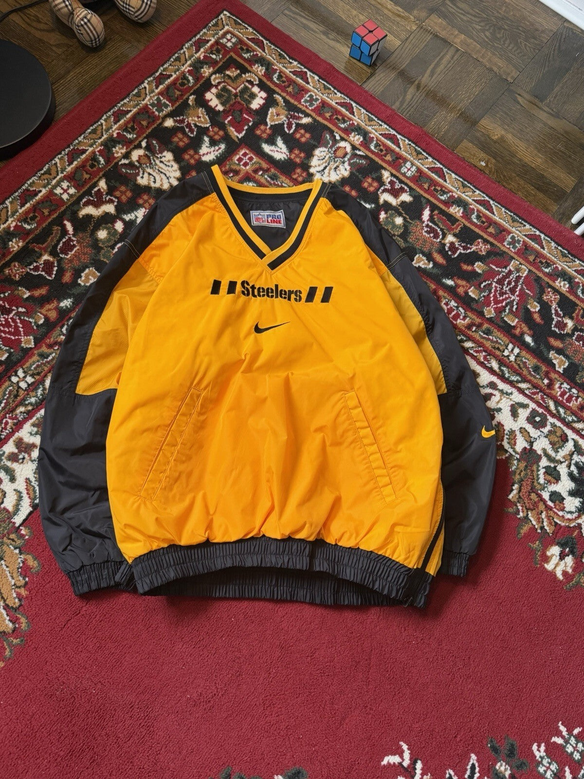 Vintage 90s Nike Steelers Reversible NFL Nylon Sweatshirt Jacket XL