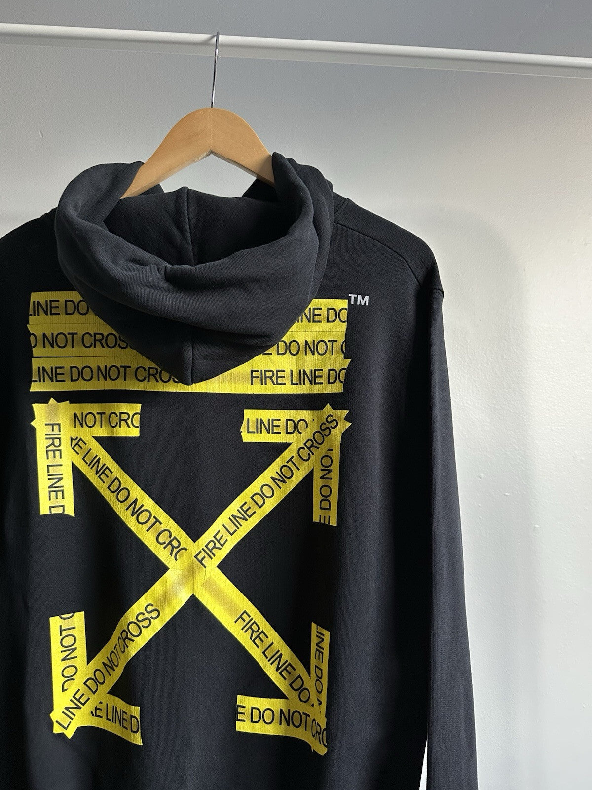 Off White Fire Tape Hoodie Black Size S Mens