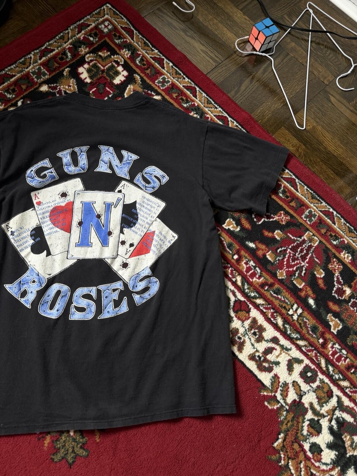 90s Guns N Roses Tshirt "Use Your Illusion Deck Cards" Single Stitch Tee 1991 L