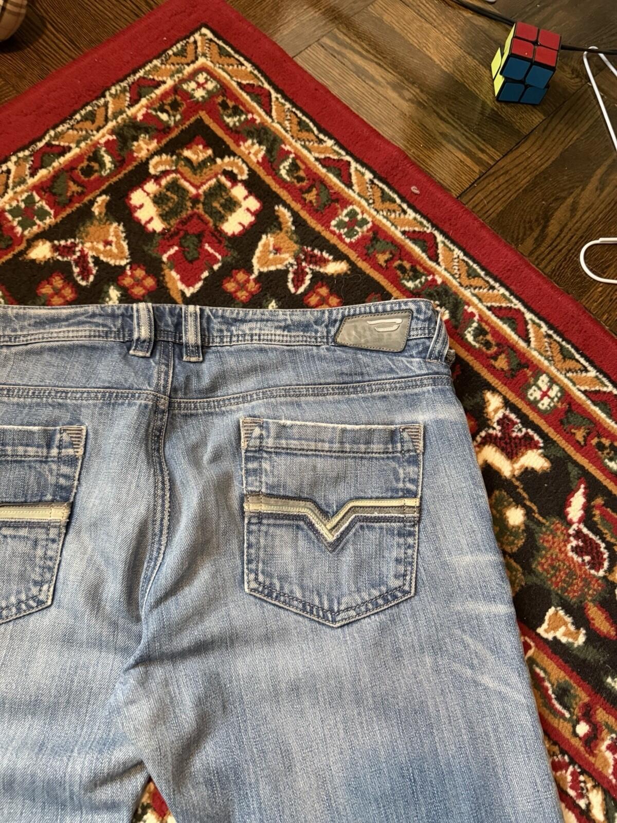 Diesel Industry Trouleg Mens Blue Jeans Denim Pants Distressed Stretch 34/30