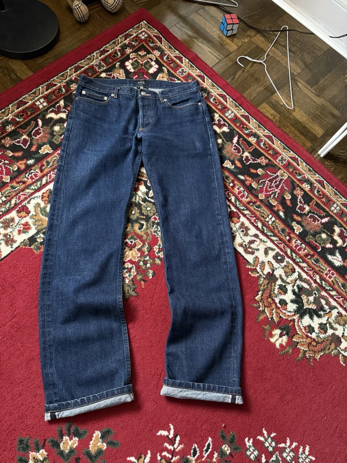 APC Rue De Paris Hipster Men's Size 30 Red Selvedge Distressed Slim Jeans A.P.C
