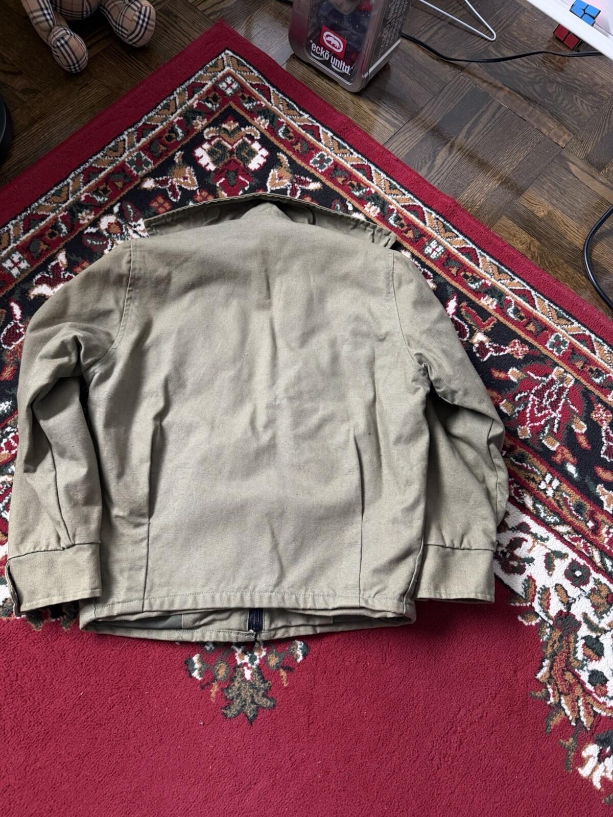Vintage 50s-60s European Canvas Work Jacket Lighting Zip Pockets Olive