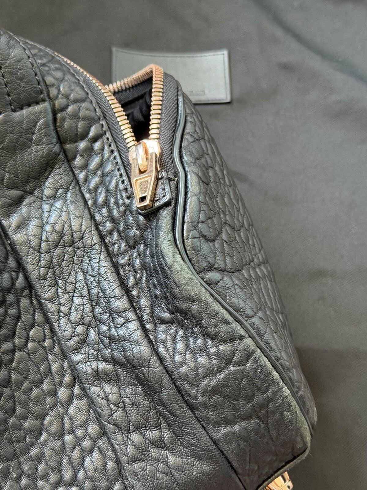 Alexander Wang Rockie Rocco Black Pebbled Lambskin Leather Satchel