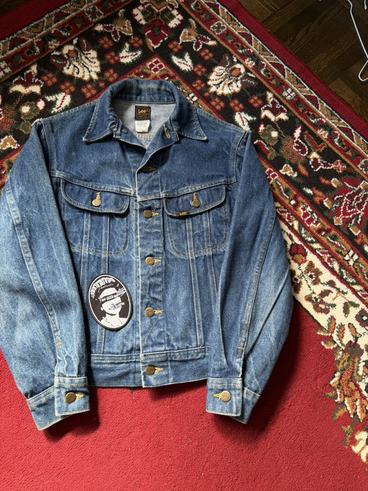 80s Lee Riders Vintage Denim Trucker Jacket Sex Pistols "god save the queen"
