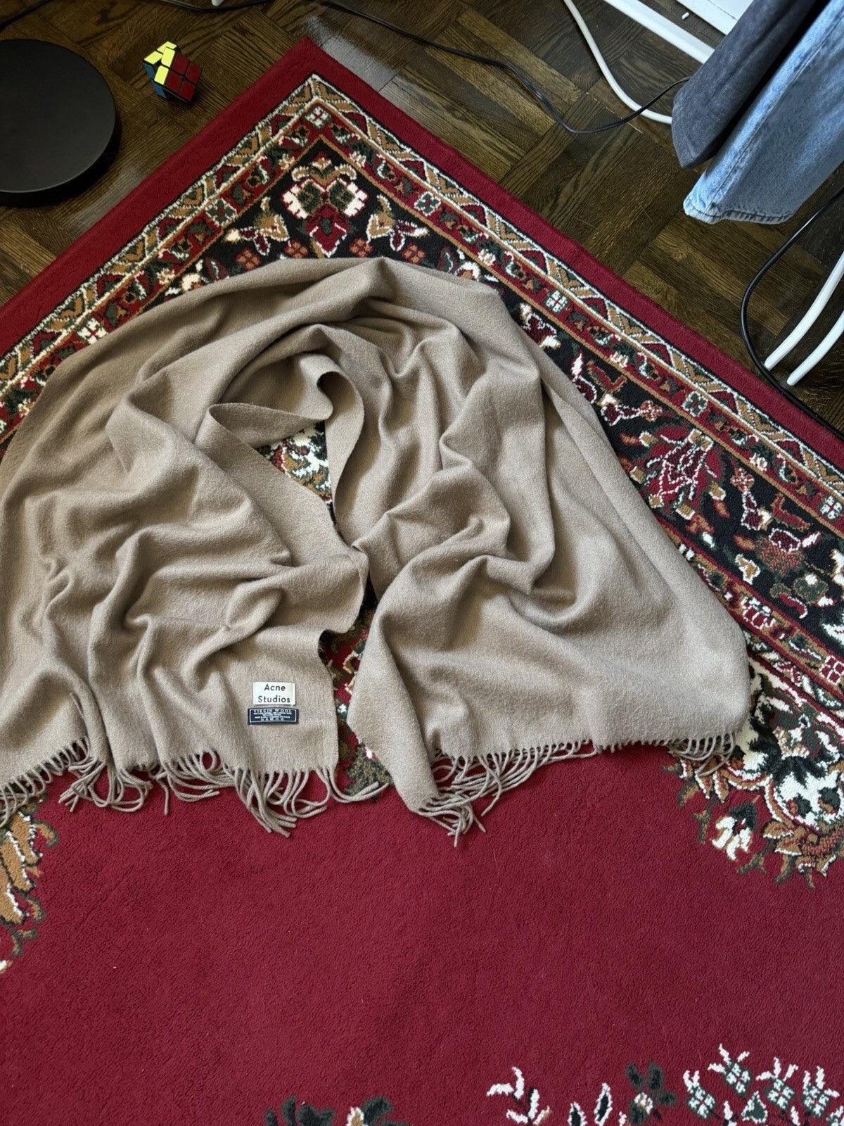 Acne Studios Virgin Wool Fringe Long Scarf 42.5/26.8 in