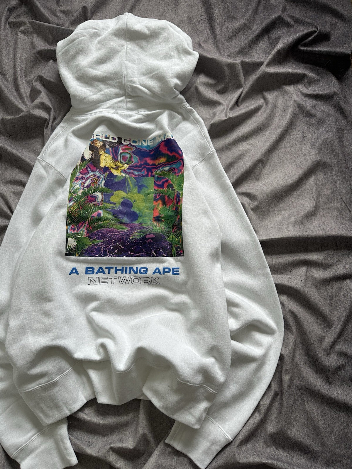 NWT Bape A Bathing Ape Network World Gone Mad Hoodie White Size XL