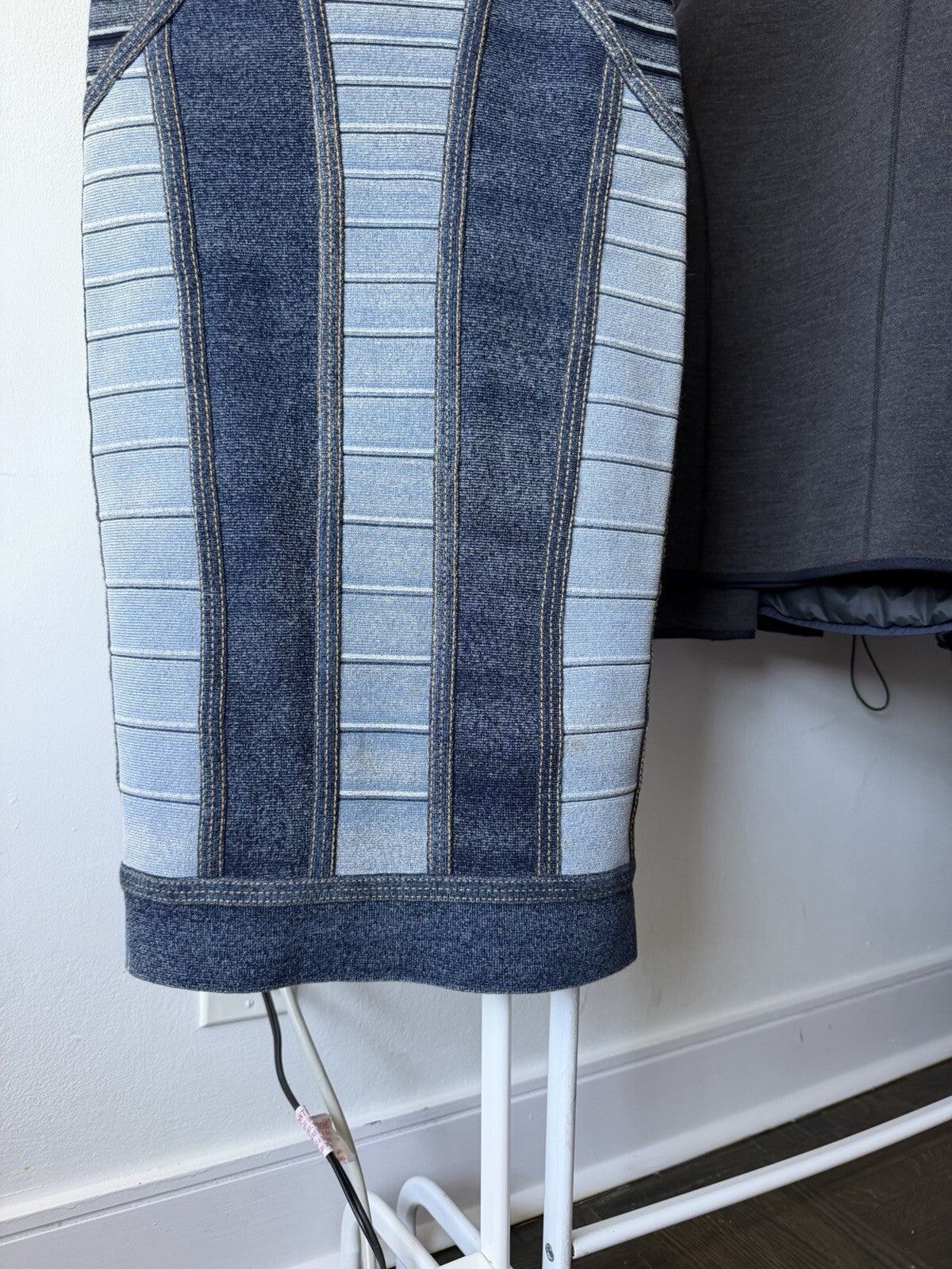 Herve Leger Women's Denim Knit Bodycon Dress Size XS
