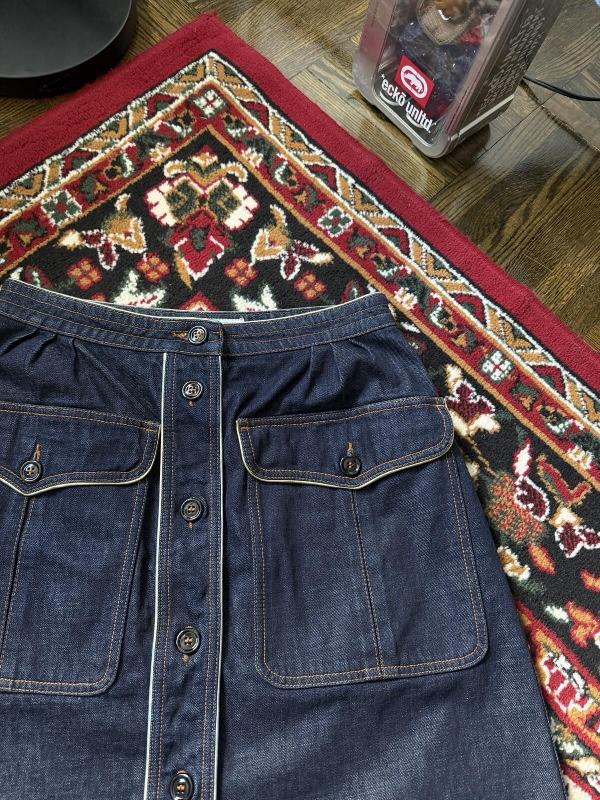 Very Rare Yves Sain Lauren Rive Gauche Vintage Denim Jean Skirt 00s Hedi Slimane