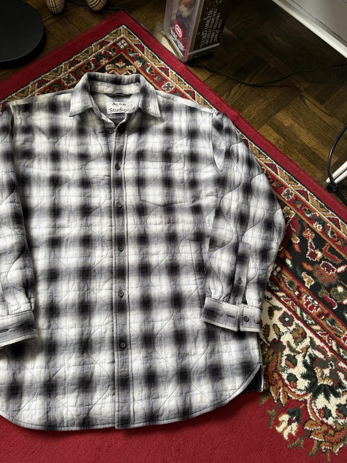 Acne Studios Oxton Oversized Quilted Shirt Jacket White/Black Plaid Size 50 US L