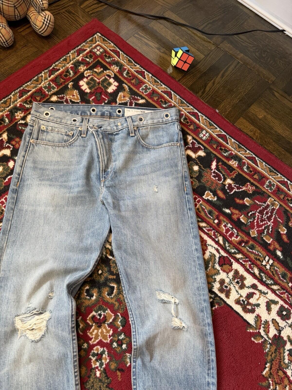Rag & Bone Cotton Ripped Distressed Jeans Size 27 Blue Rare Design