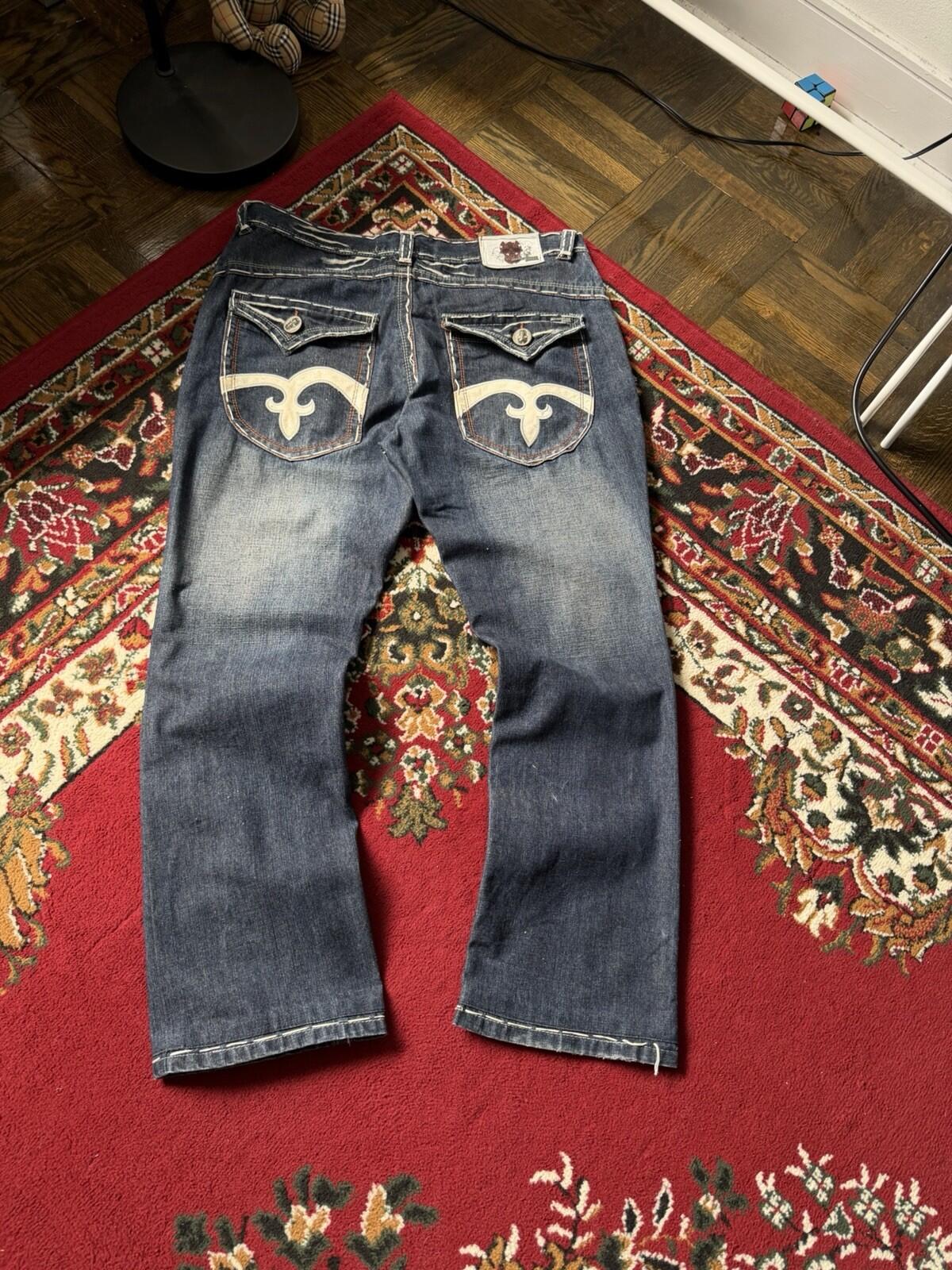 Laguna Beach Jeans Size 36 Mens Bootcut Skulls Embroidered Vintage Made in USA