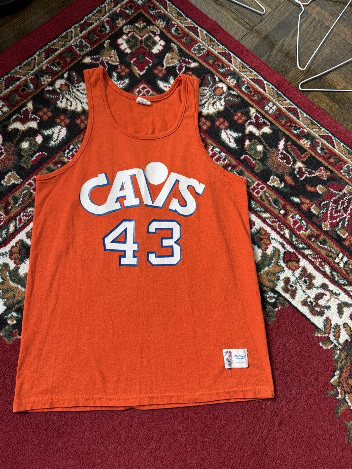 80s Cleveland Cavaliers Brad Daugherty #43 Jersey M CAVS Sand Knit NBA USA