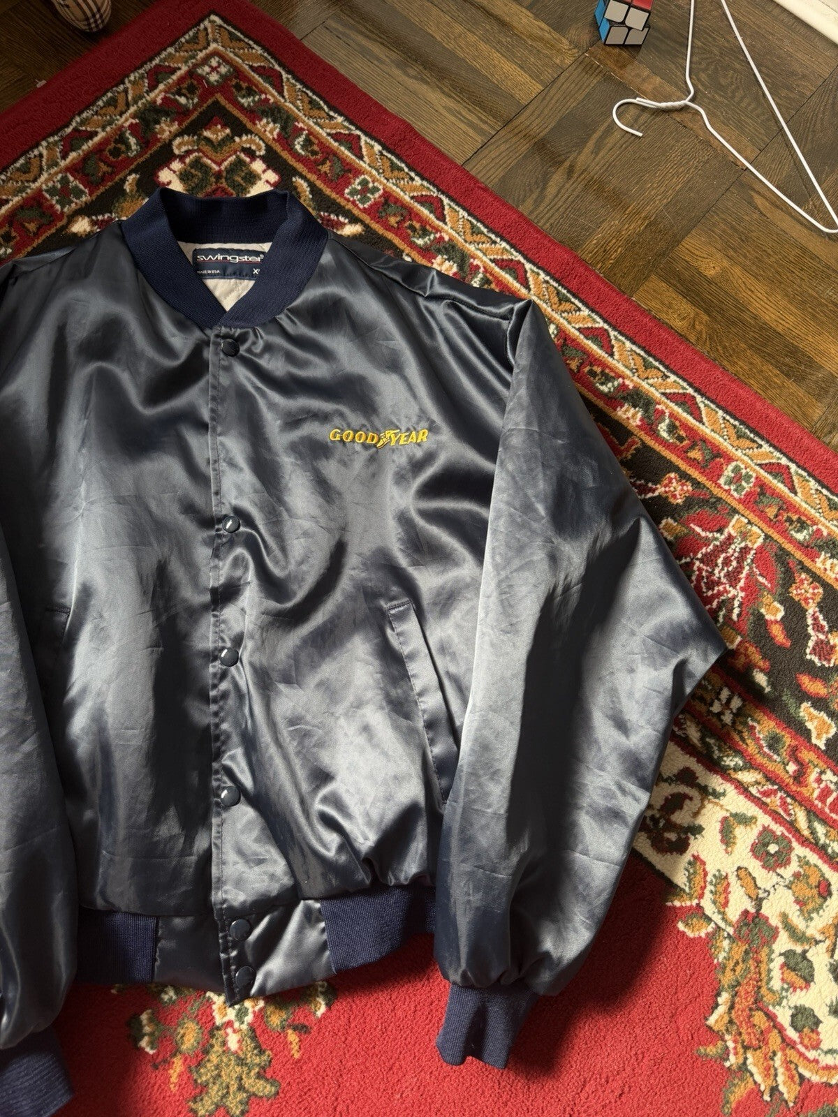 Vintage 90s Westark Goodyear Satin Bomber Jacket Bailey Tire Service XL