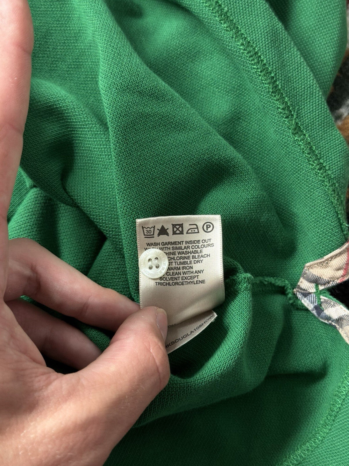 Burberry London Pique Polo Golf Shirt Short Sleeve Green Men's Size L