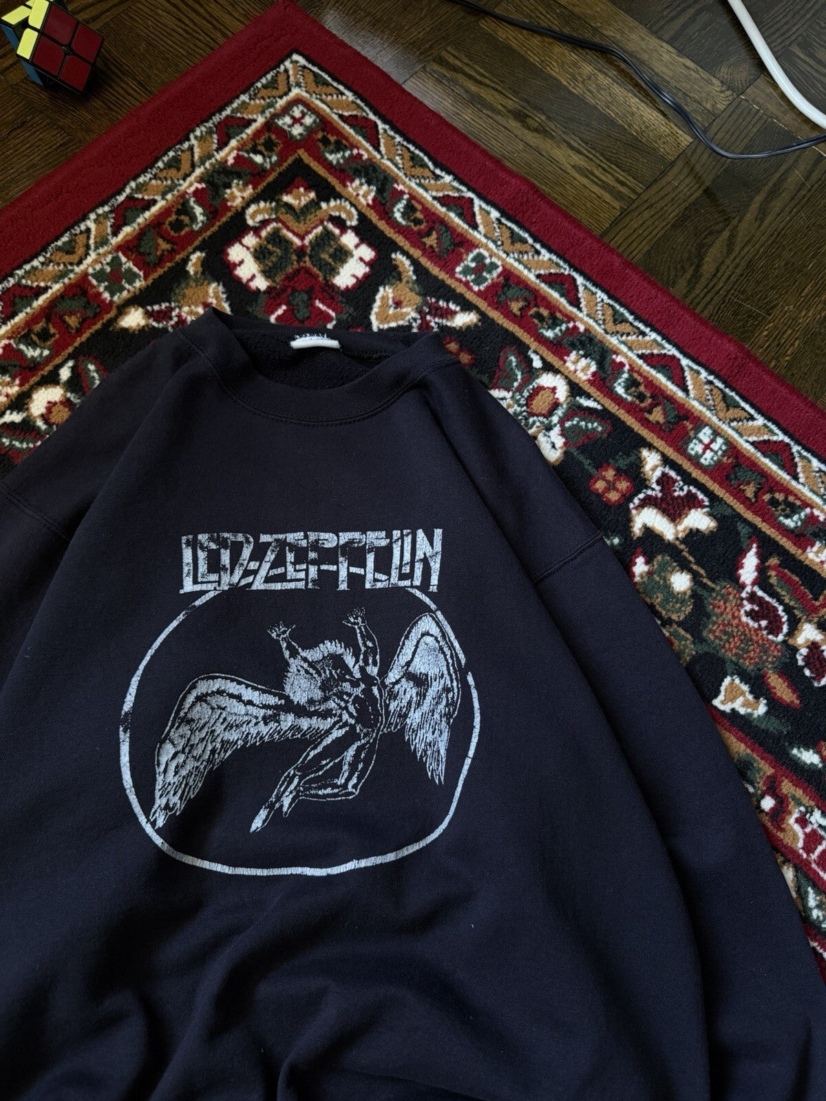 90s Led Zeppelin Swan Song Angel  Faded Black Sweatshirt