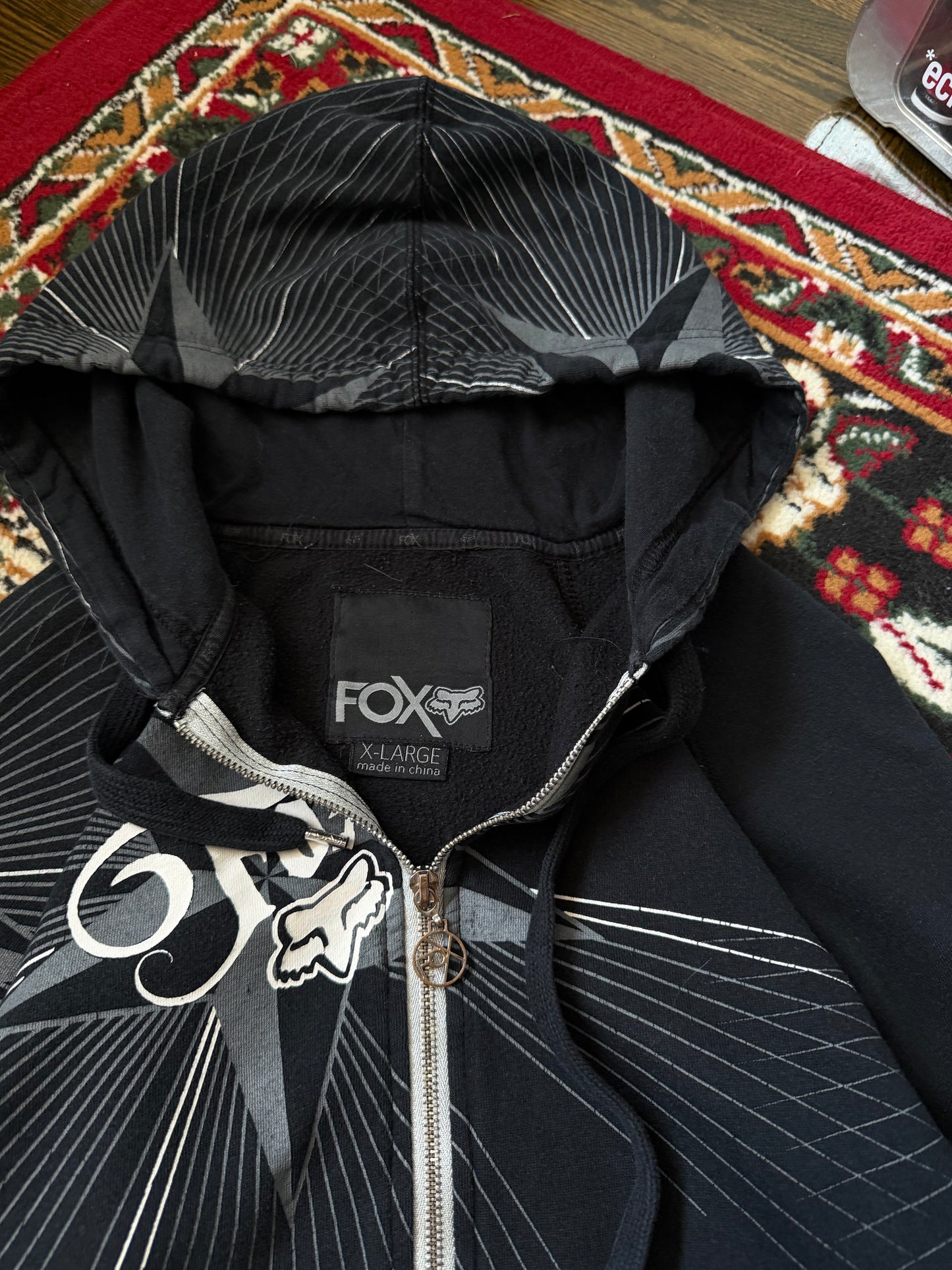 Y2K Fox AOP Vintage Zip Hoodie Womens