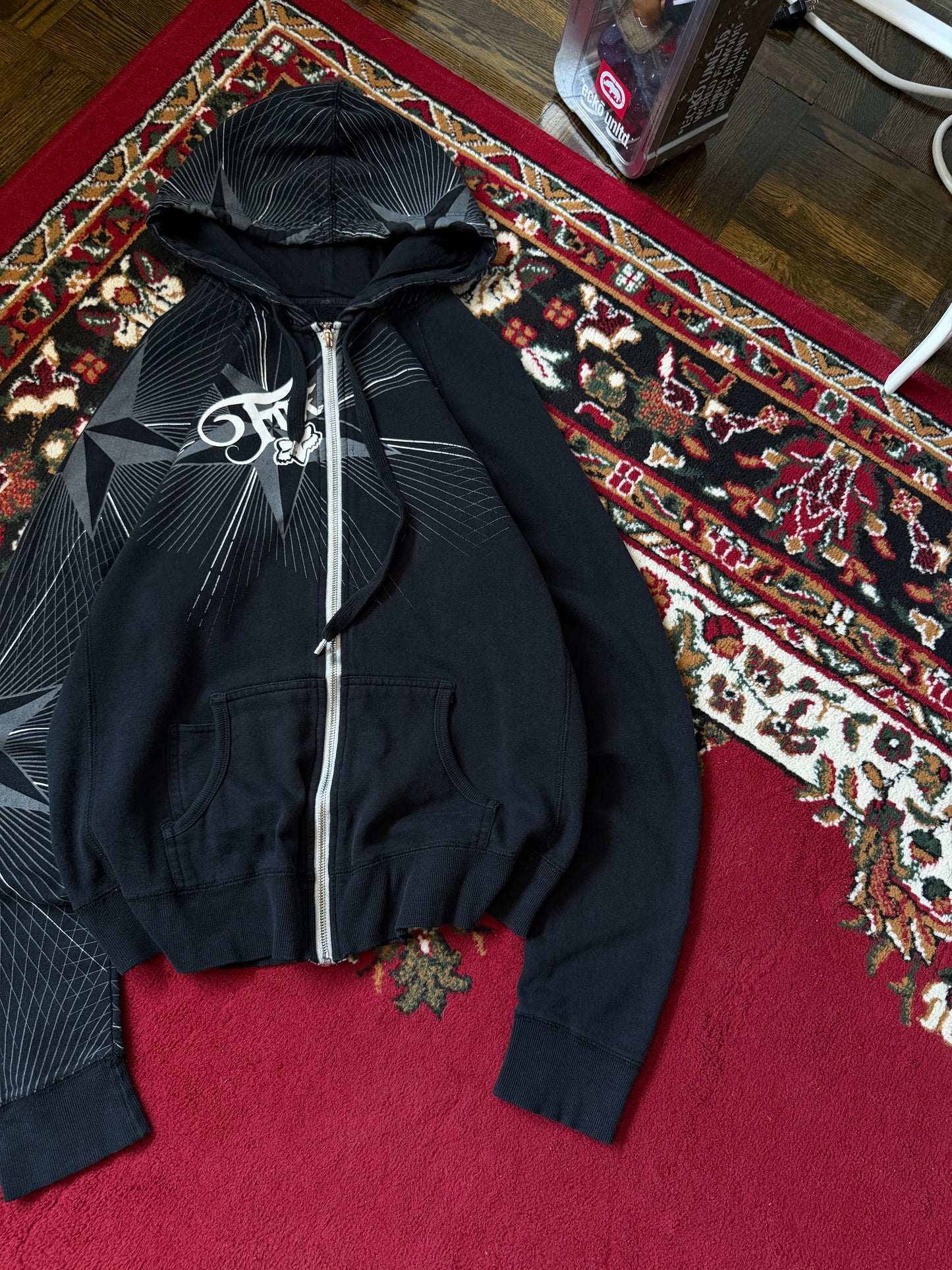 Y2K Fox AOP Vintage Zip Hoodie Womens