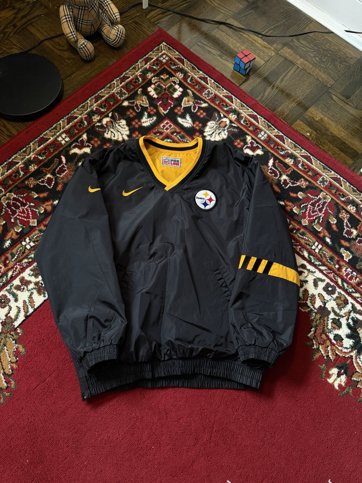 Vintage 90s Nike Steelers Reversible NFL Nylon Sweatshirt Jacket XL