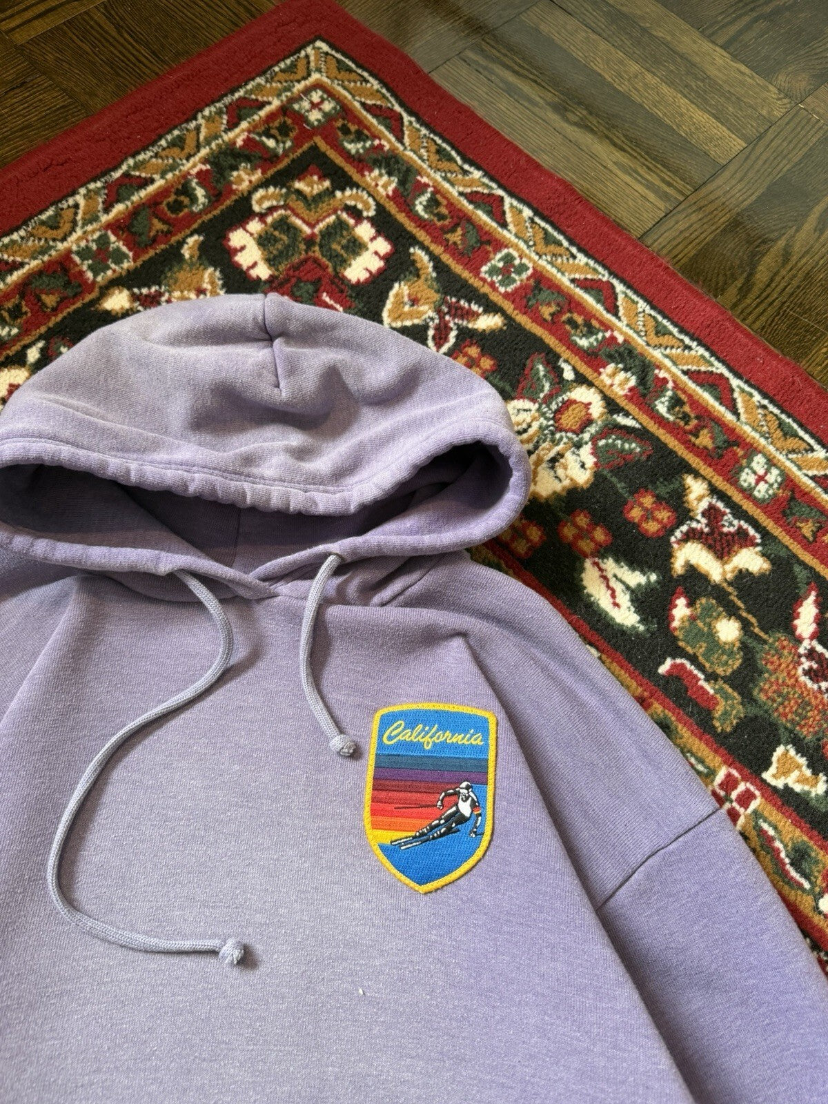 Aviator Nation Hoodie Mens M Purple Ski Chaser Pullover Mountain Graphic USA