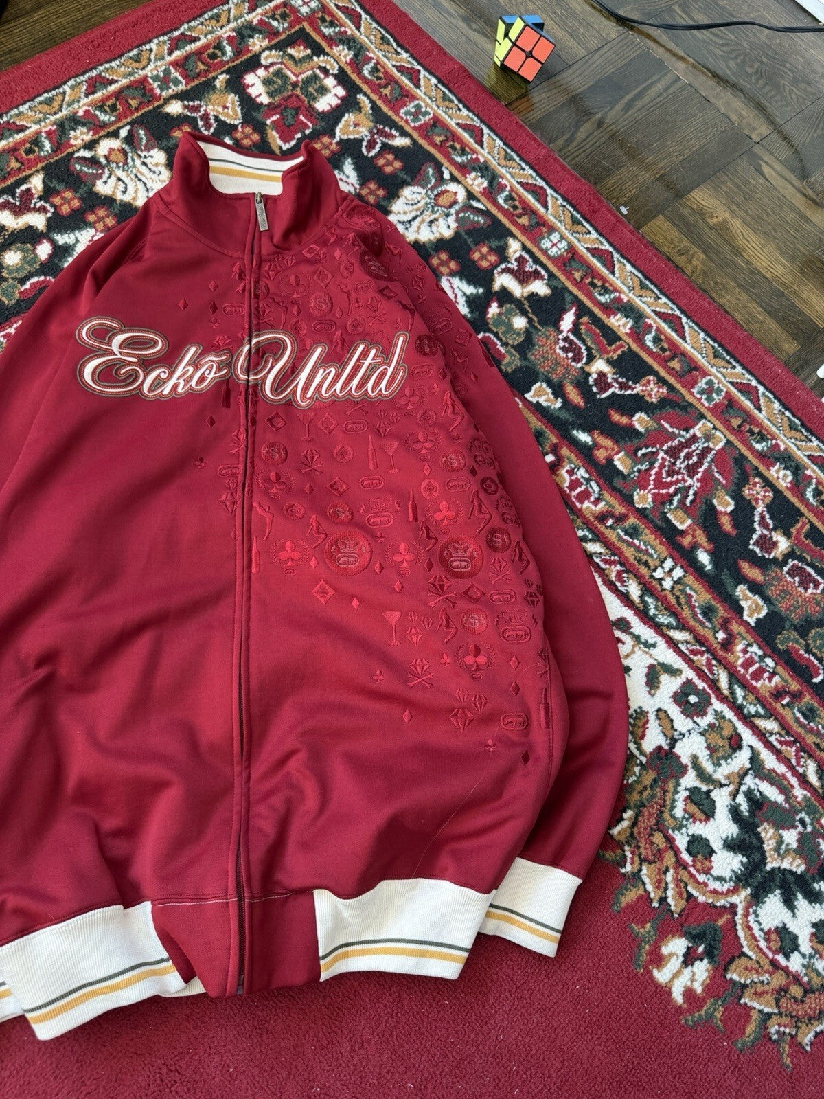 Vintage Ecko Untld Spell Out Gambling Zip Up Jacket Sweater Size L