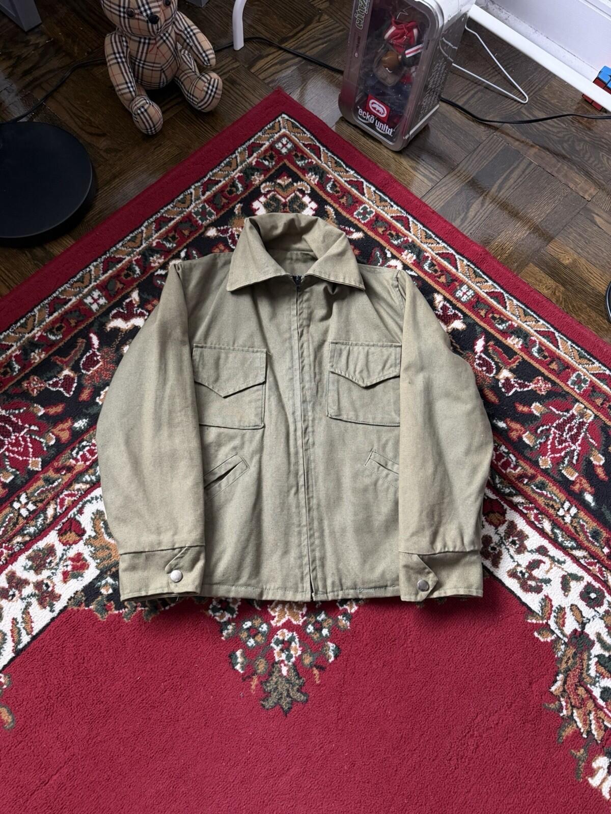 Vintage 50s-60s European Canvas Work Jacket Lighting Zip Pockets Olive