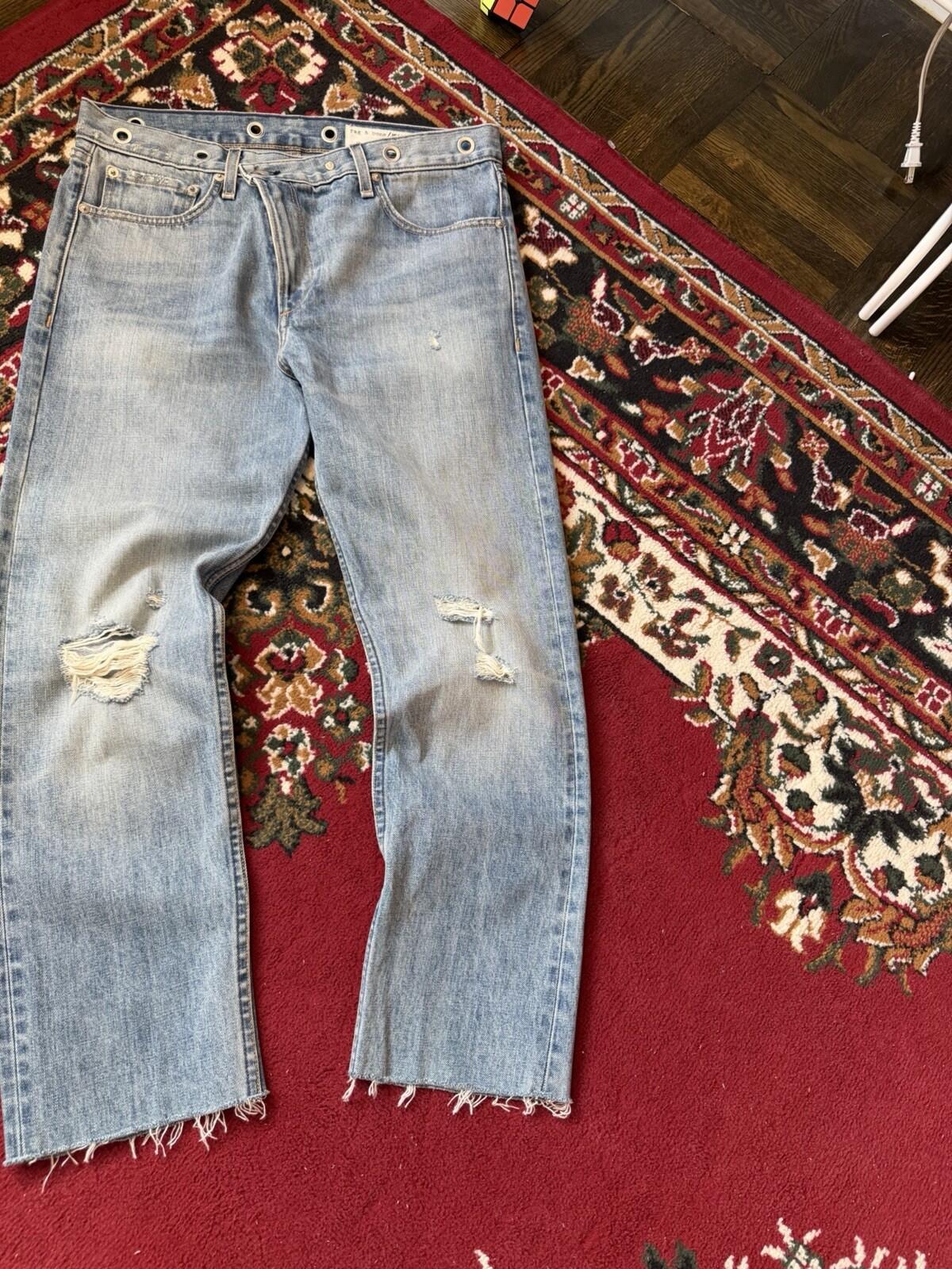 Rag & Bone Cotton Ripped Distressed Jeans Size 27 Blue Rare Design
