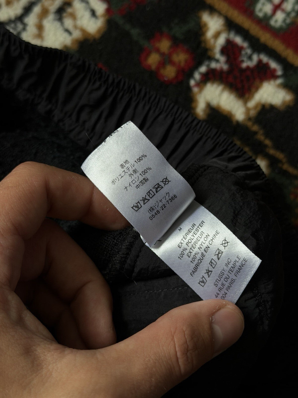 Stussy Sherpa Fleece Shorts Black Embroidered Logo Zipper Nylon Pocket