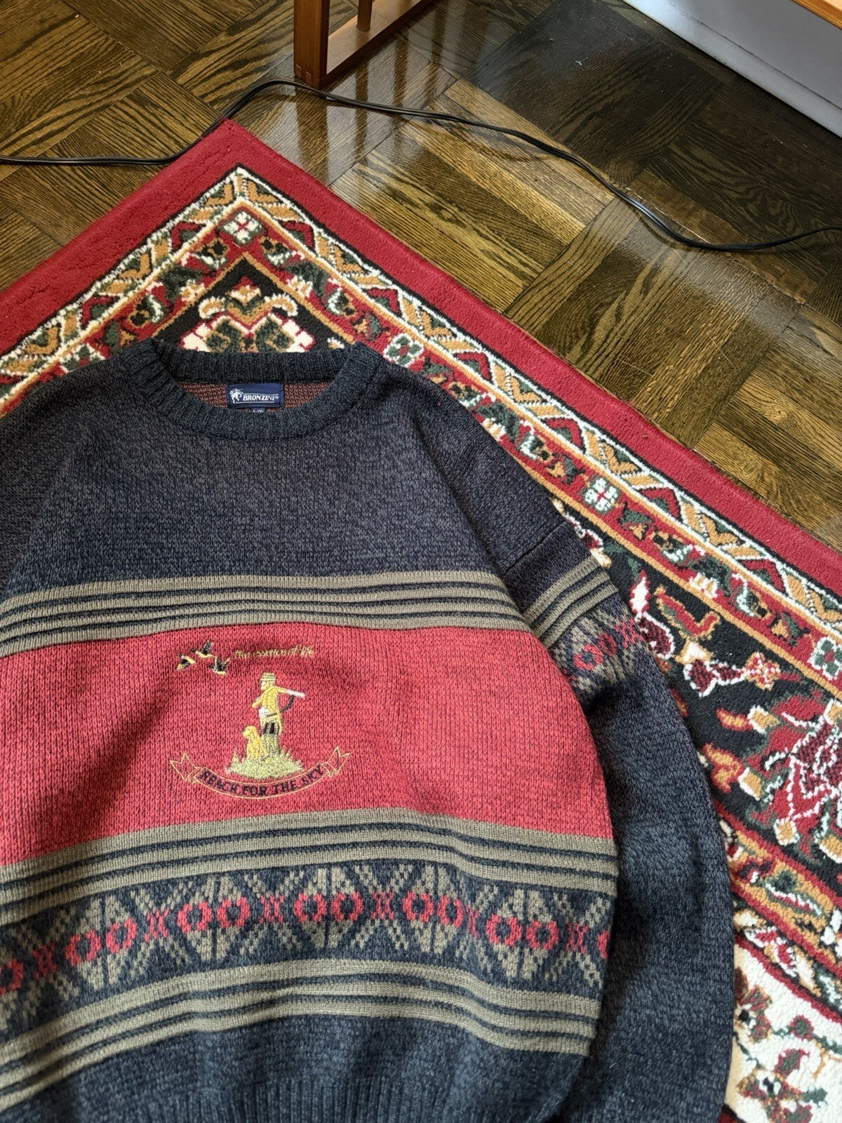 90s Vintage Bronzini Hunting "The essence of life - reach for the sky" Sweater