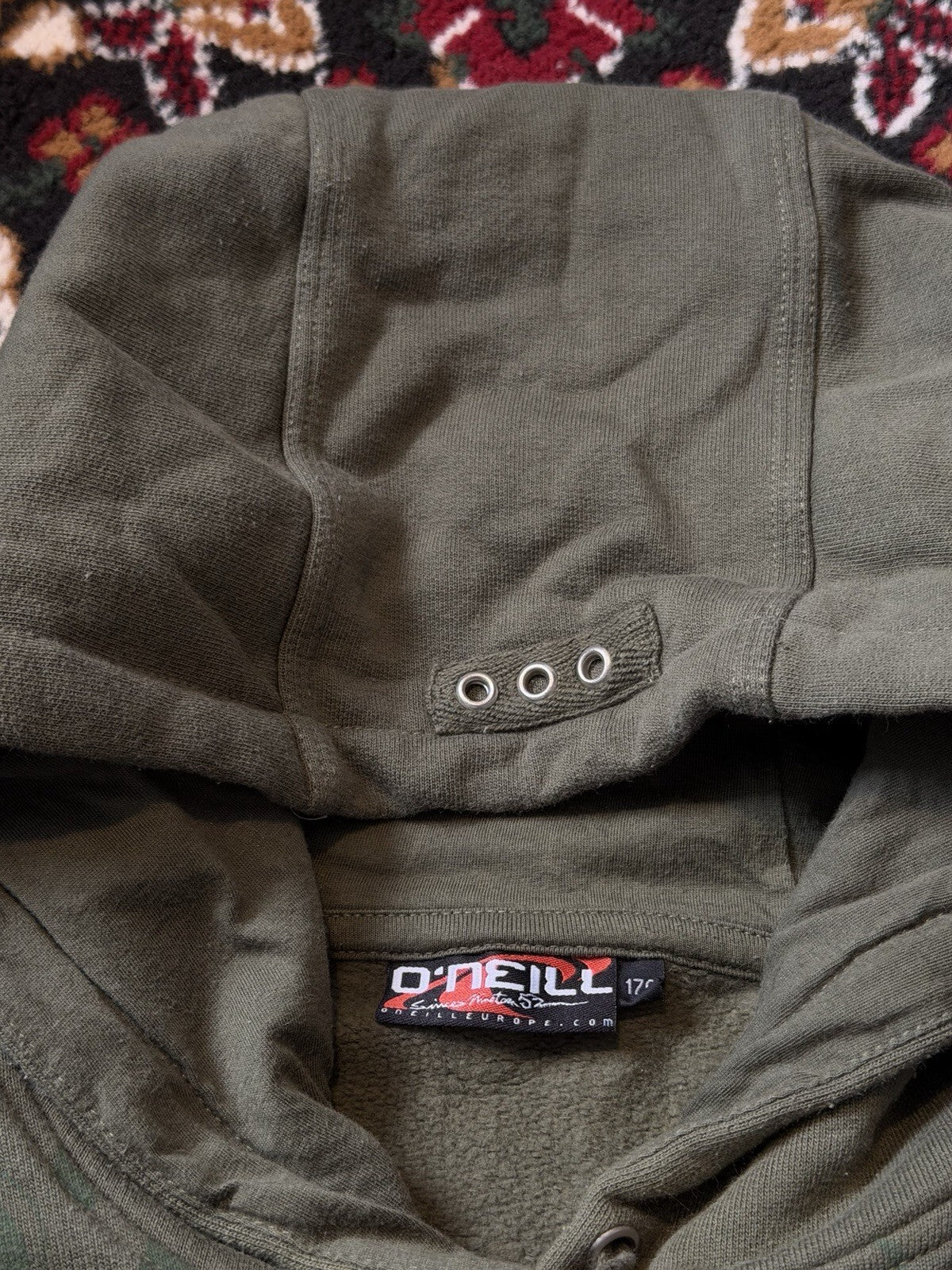 VTG Y2K Oneill Hoodie Sweatshirt Mens Size M Olive Big Spellout Logo Streetwear
