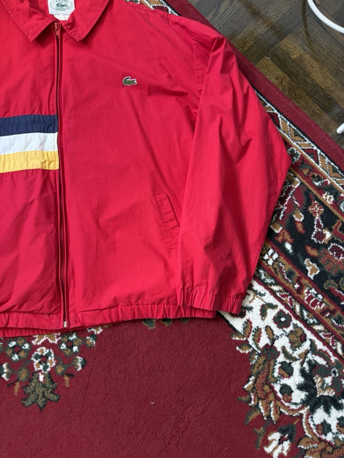 Vtg Lacoste Jacket Mens XLarge Red Bomber Harrington Preppy 90s
