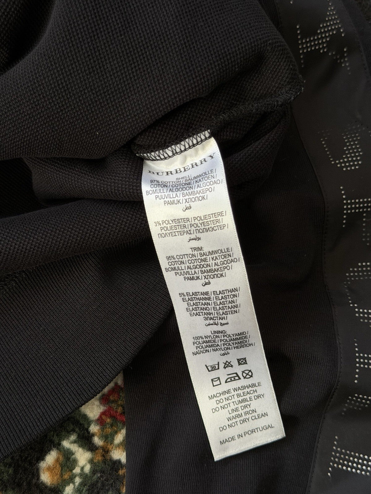 Burberry Sport Black Zip Up Sweater Mesh Logo On Sleeve Size L