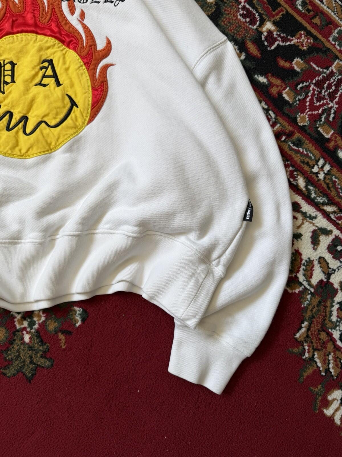 Palm Angels x Smiley Happy Collection Cream White Embroidered Oversized Hoodie S