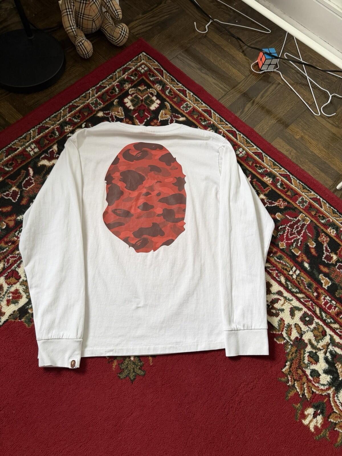 Authentic A Bathing Ape Color Camo Orange Big Ape Head L/S Longsleeve Shirt Tee