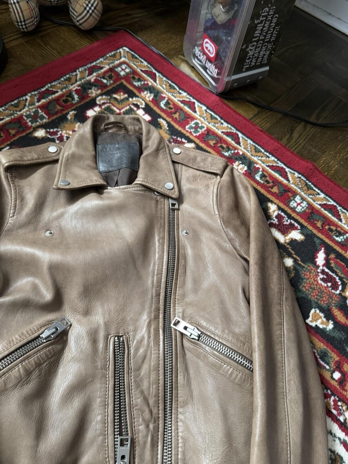 ALLSAINTS Wyatt Lambskin Leather Biker Jacket - Brown - 6 US