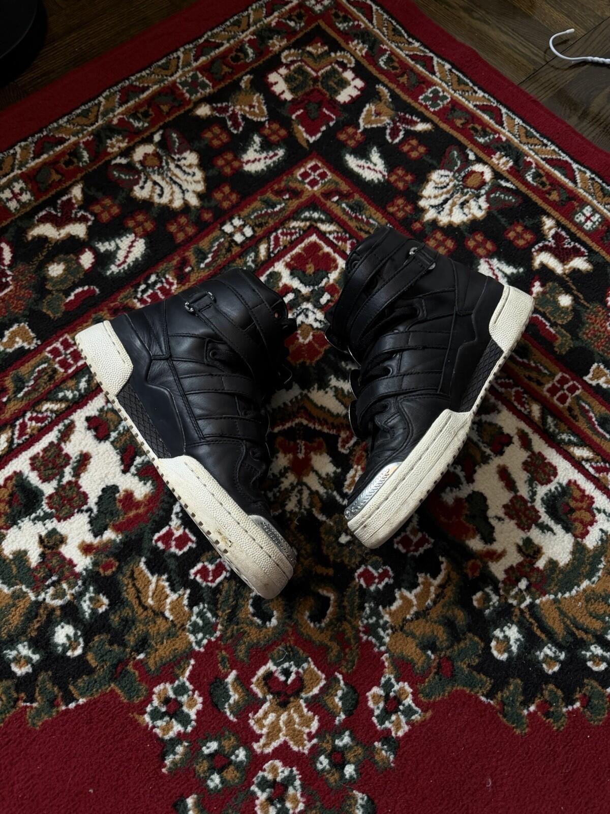 Adidas Jeremy Scott JS Forum Hi Silver Buckle Black Leather US8 Unisex