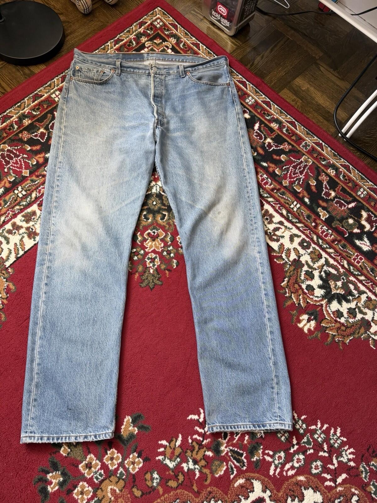 90s Vintage Levi's 501 Jeans Size 40x34 Blue Light Blue Washed Denim