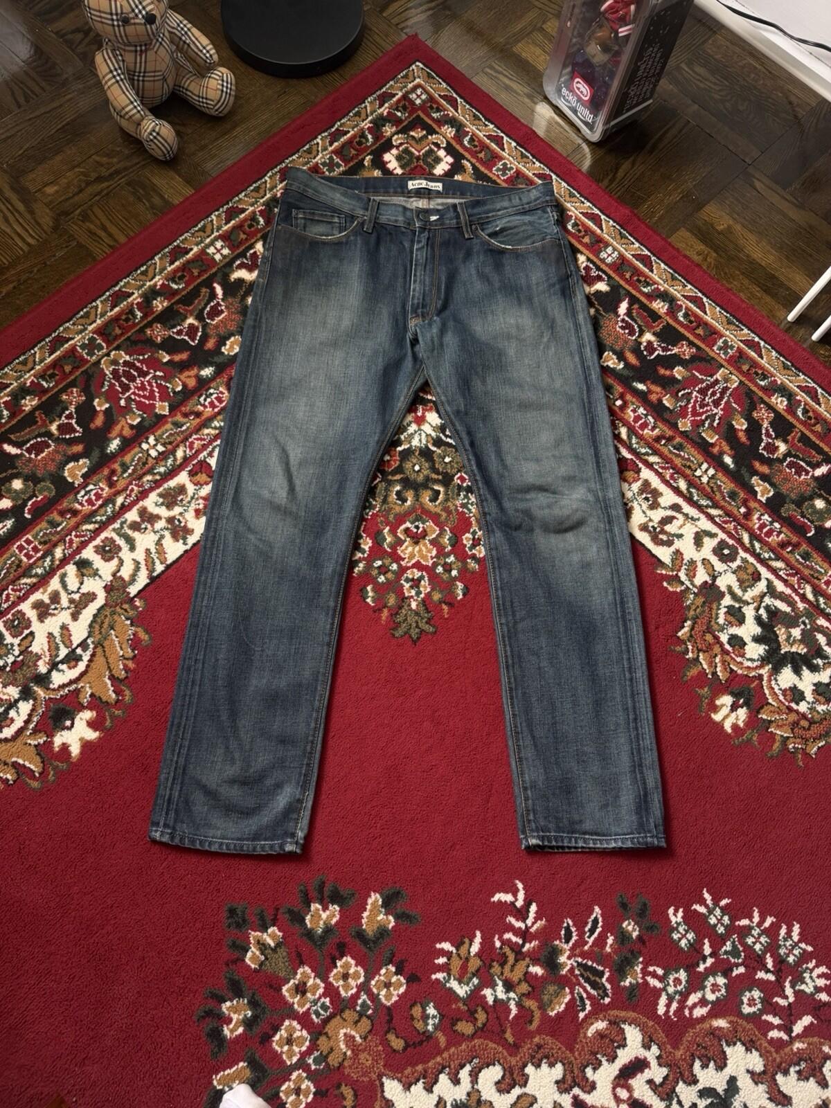 Acne Jeans Washed Classic Straight Leg Dark Wash Denim Cotton Mens 34/32