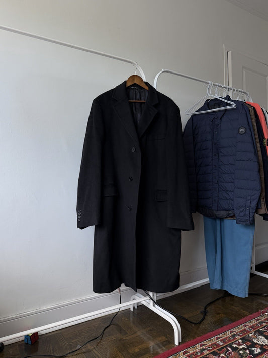 LOUIS DELL'OLIO Vintage Cashmere Black Coat Jacket 3 button Size 42