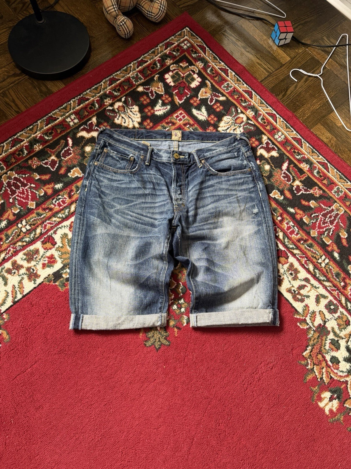 PRPS Blue Medium Wash Distressed Denim Cutoff Jean Barracuda Shorts