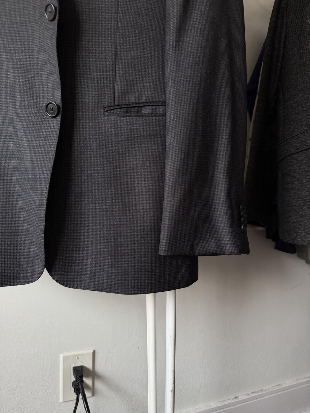 ZZegna Micro Check Wool Suit Mens 48R EU  Drop 8 Blazer Pants Ermenegildo Zegna