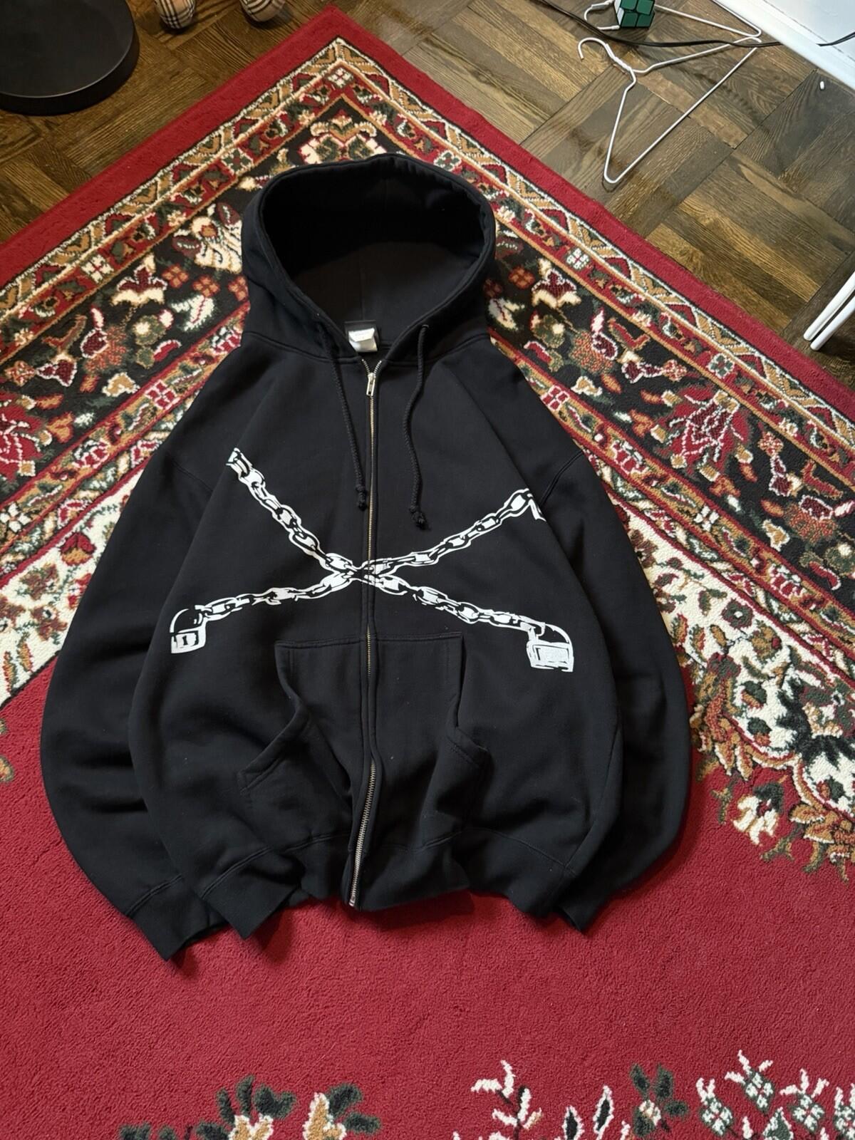 Vintage Korn Chain Locked Door 00s Zip Hoodie Giant Tag 90s Band Zip Hoodie