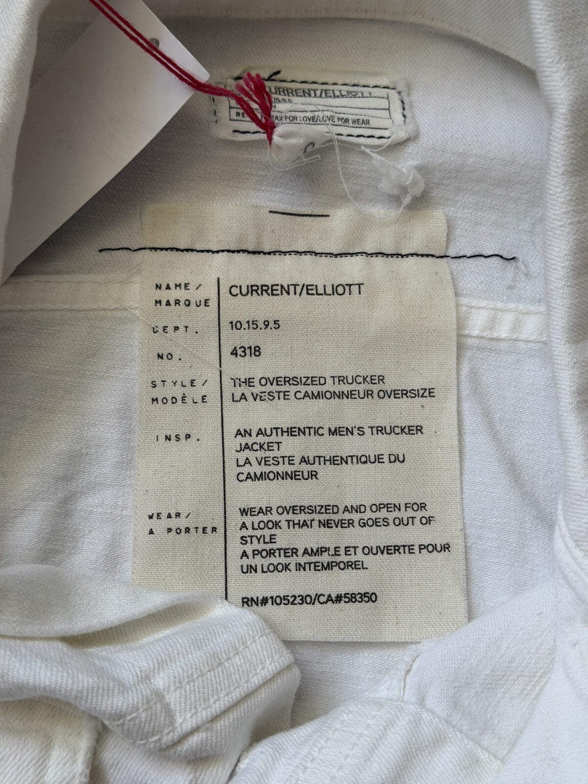 CURRENT / ELLIOTT Distressed Cotton Trucker Denim Jacket White Size 3