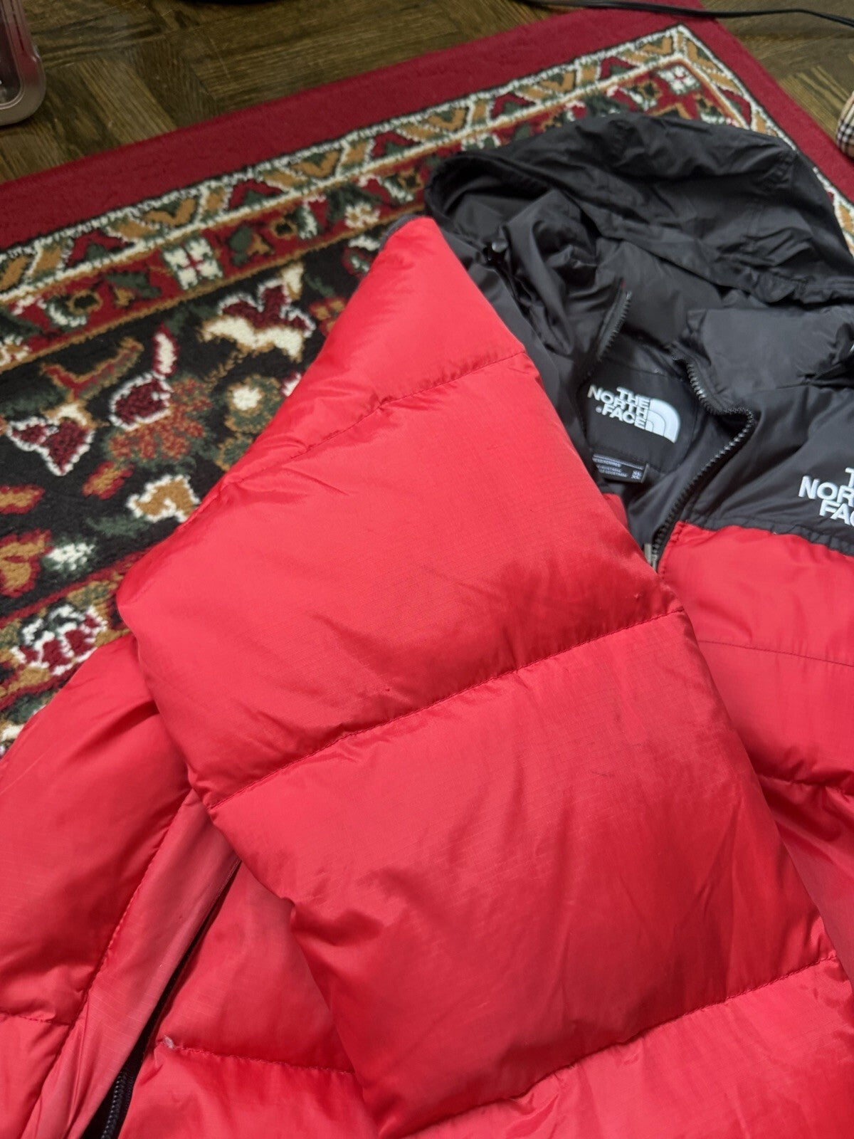 The North Face Nuptse 700 Down Puffer Jacket Red Black Size L