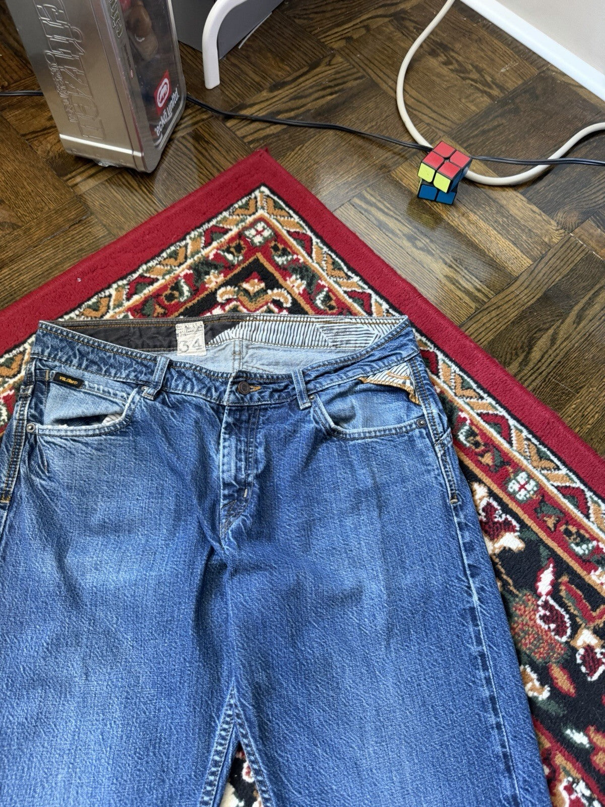Vintage Y2K Volcom Mens Blue Wash Enowen Denim 5-Pocket Skate Grunge Jeans 34X32