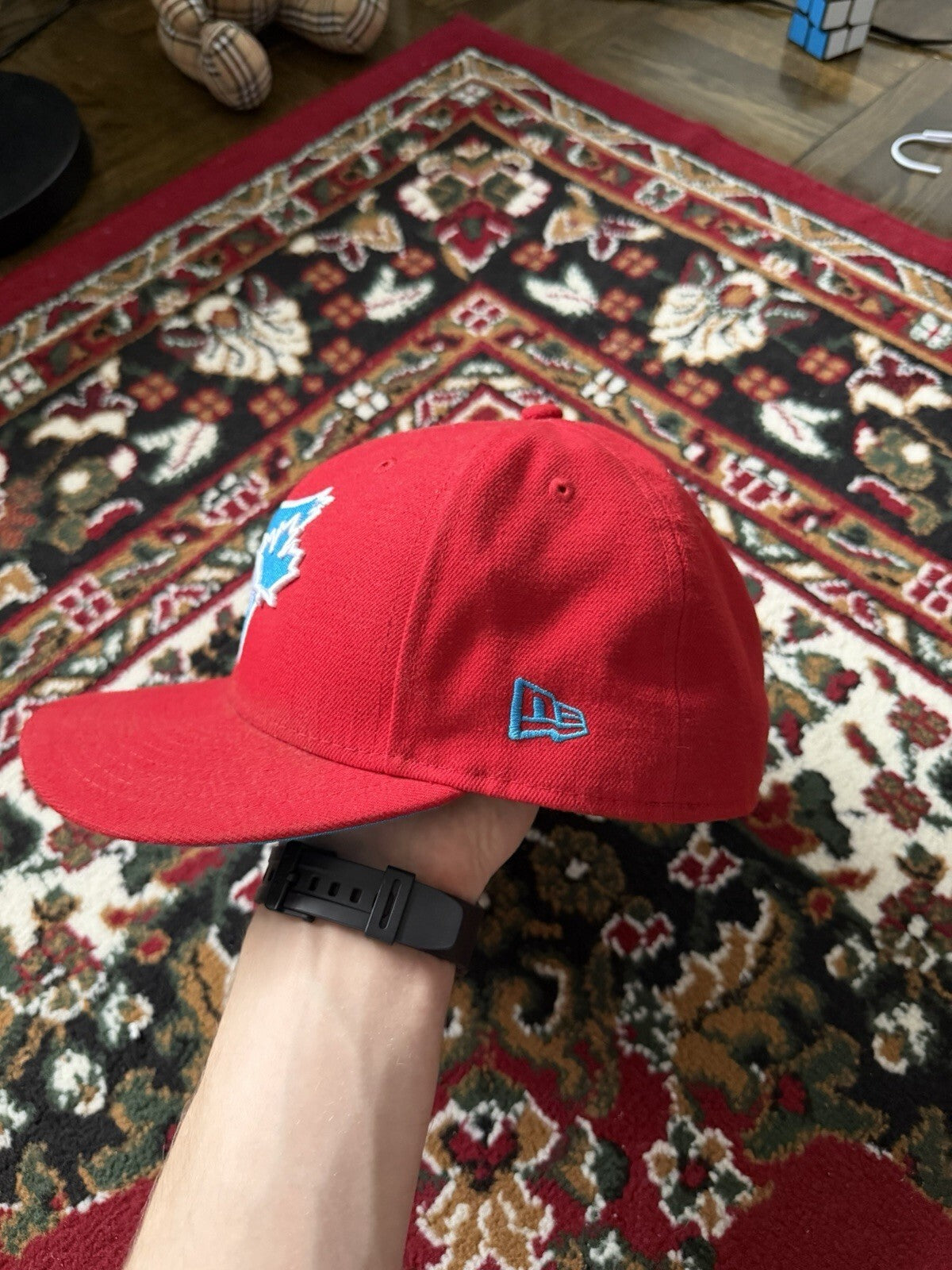 Toronto Blue Jays Hat Snap Back Spell Out Cooperstown 59Fifty Red New Era Cap