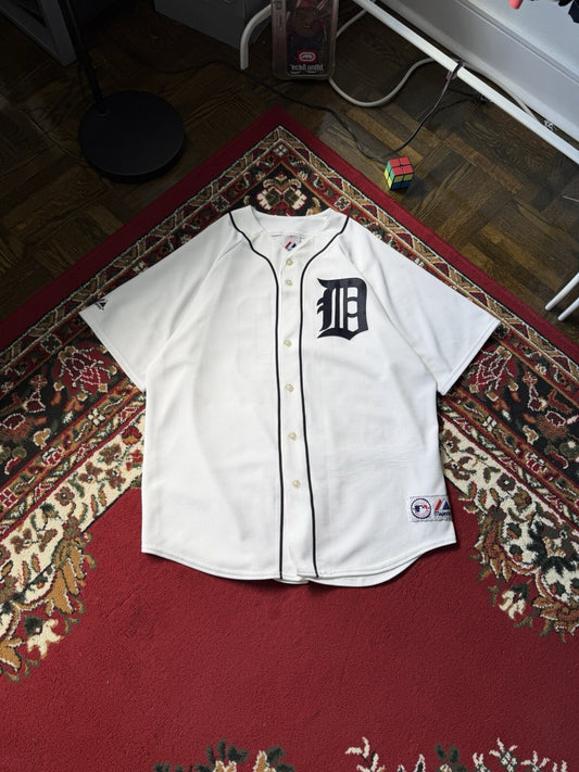 Vintage Majestic Detroit Tigers Baseball Jersey Blank Mens White