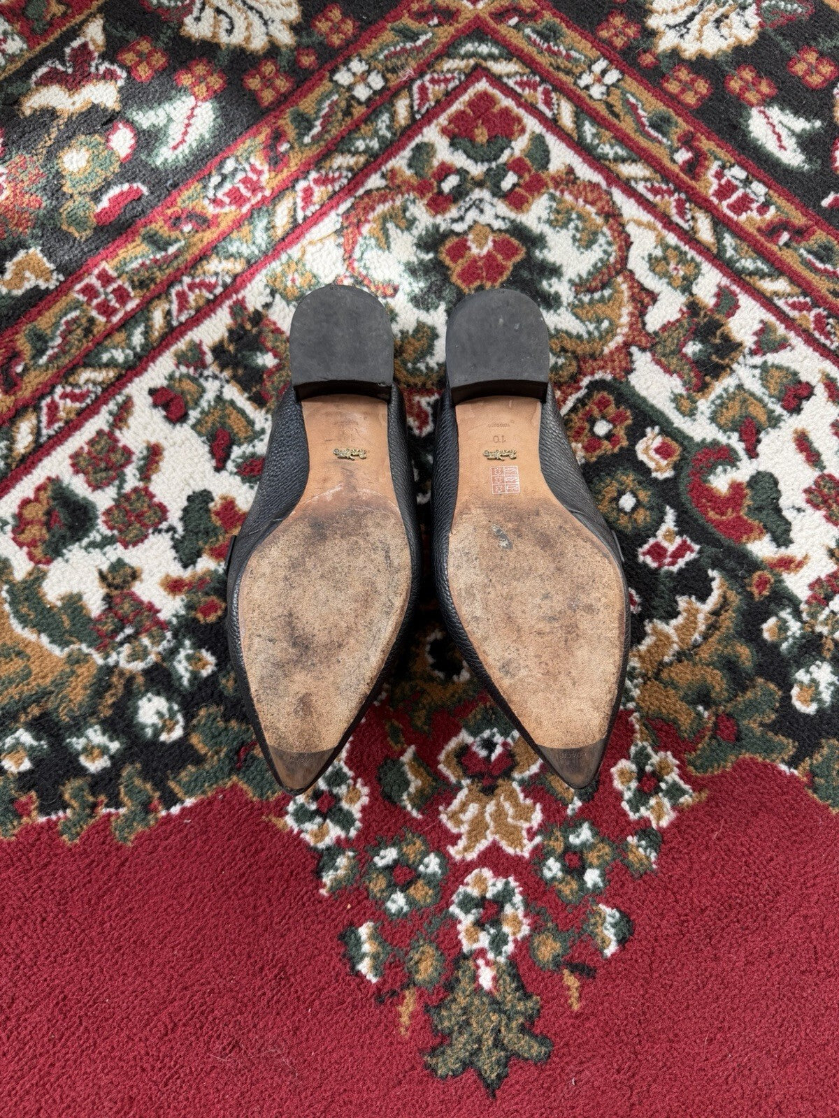 Coach Pointed Toe Leather Loafer Mule Slides Black Women’s Size 10