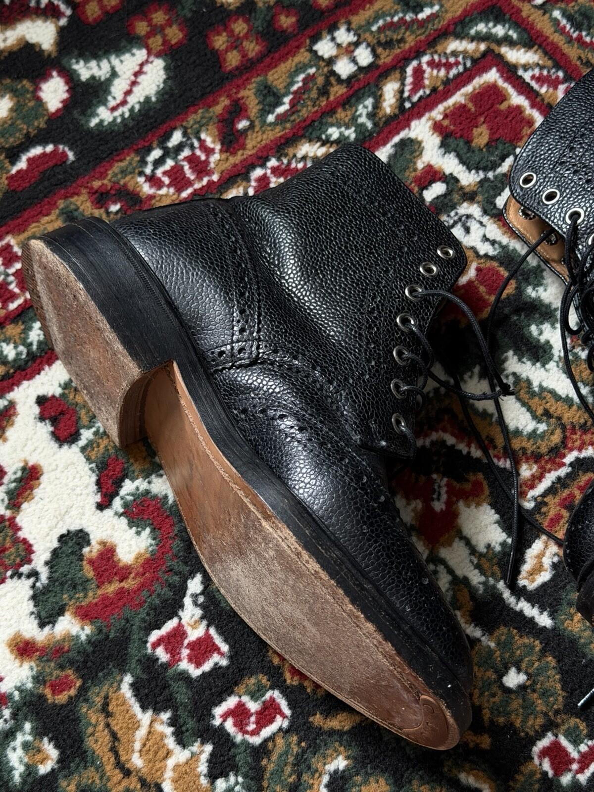Thom Browne Mens Wingtip Pebble Grain Leather Ankle Boots Size 42 / US 9 Lace Up